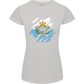 Torn San Marino Flag Sammarinese Day Football Womens Petite Cut T-Shirt Sports Grey