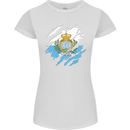 Torn San Marino Flag Sammarinese Day Football Womens Petite Cut T-Shirt White