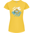 Torn San Marino Flag Sammarinese Day Football Womens Petite Cut T-Shirt Yellow