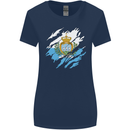 Torn San Marino Flag Sammarinese Day Football Womens Wider Cut T-Shirt Navy Blue
