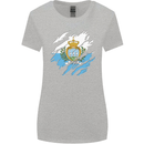 Torn San Marino Flag Sammarinese Day Football Womens Wider Cut T-Shirt Sports Grey