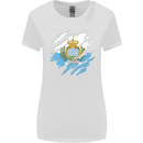 Torn San Marino Flag Sammarinese Day Football Womens Wider Cut T-Shirt White