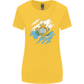 Torn San Marino Flag Sammarinese Day Football Womens Wider Cut T-Shirt Yellow