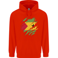 Torn Sao Tome and Principe Flag Day Football Childrens Kids Hoodie Bright Red