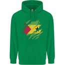 Torn Sao Tome and Principe Flag Day Football Childrens Kids Hoodie Irish Green