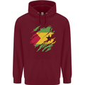 Torn Sao Tome and Principe Flag Day Football Childrens Kids Hoodie Maroon