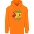 Torn Sao Tome and Principe Flag Day Football Childrens Kids Hoodie Orange