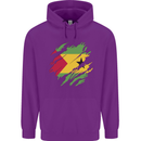 Torn Sao Tome and Principe Flag Day Football Childrens Kids Hoodie Purple