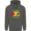 Torn Sao Tome and Principe Flag Day Football Childrens Kids Hoodie Storm Grey