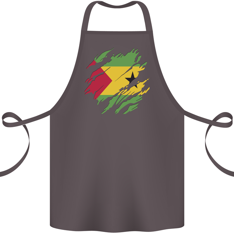 Torn Sao Tome and Principe Flag Day Football Cotton Apron 100% Organic Dark Grey
