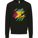 Torn Sao Tome and Principe Flag Day Football Kids Sweatshirt Jumper Black