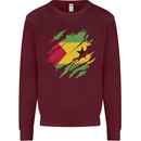Torn Sao Tome and Principe Flag Day Football Kids Sweatshirt Jumper Maroon