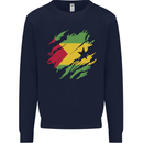 Torn Sao Tome and Principe Flag Day Football Kids Sweatshirt Jumper Navy Blue