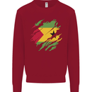Torn Sao Tome and Principe Flag Day Football Kids Sweatshirt Jumper Red