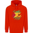Torn Sao Tome and Principe Flag Day Football Mens 80% Cotton Hoodie Bright Red