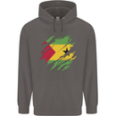 Torn Sao Tome and Principe Flag Day Football Mens 80% Cotton Hoodie Charcoal