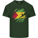 Torn Sao Tome and Principe Flag Day Football Mens Cotton T-Shirt Tee Top Forest Green