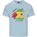 Torn Sao Tome and Principe Flag Day Football Mens Cotton T-Shirt Tee Top Light Blue