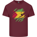Torn Sao Tome and Principe Flag Day Football Mens Cotton T-Shirt Tee Top Maroon