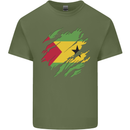 Torn Sao Tome and Principe Flag Day Football Mens Cotton T-Shirt Tee Top Military Green