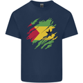 Torn Sao Tome and Principe Flag Day Football Mens Cotton T-Shirt Tee Top Navy Blue