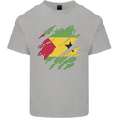 Torn Sao Tome and Principe Flag Day Football Mens Cotton T-Shirt Tee Top Sports Grey