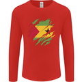 Torn Sao Tome and Principe Flag Day Football Mens Long Sleeve T-Shirt Red