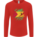 Torn Sao Tome and Principe Flag Day Football Mens Long Sleeve T-Shirt Red