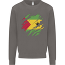 Torn Sao Tome and Principe Flag Day Football Mens Sweatshirt Jumper Charcoal
