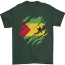 Torn Sao Tome and Principe Flag Day Football Mens T-Shirt 100% Cotton Forest Green