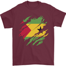 Torn Sao Tome and Principe Flag Day Football Mens T-Shirt 100% Cotton Maroon