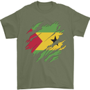 Torn Sao Tome and Principe Flag Day Football Mens T-Shirt 100% Cotton Military Green