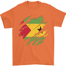 Torn Sao Tome and Principe Flag Day Football Mens T-Shirt 100% Cotton Orange