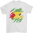 Torn Sao Tome and Principe Flag Day Football Mens T-Shirt 100% Cotton White
