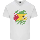 Torn Sao Tome and Principe Flag Day Football Mens V-Neck Cotton T-Shirt White