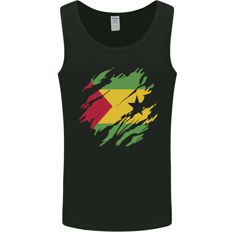 Torn Sao Tome and Principe Flag Day Football Mens Vest Tank Top Black