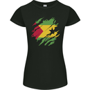 Torn Sao Tome and Principe Flag Day Football Womens Petite Cut T-Shirt Black
