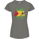 Torn Sao Tome and Principe Flag Day Football Womens Petite Cut T-Shirt Charcoal