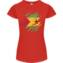 Torn Sao Tome and Principe Flag Day Football Womens Petite Cut T-Shirt Red