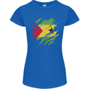Torn Sao Tome and Principe Flag Day Football Womens Petite Cut T-Shirt Royal Blue