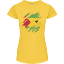 Torn Sao Tome and Principe Flag Day Football Womens Petite Cut T-Shirt Yellow