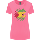 Torn Sao Tome and Principe Flag Day Football Womens Wider Cut T-Shirt Azalea