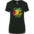 Torn Sao Tome and Principe Flag Day Football Womens Wider Cut T-Shirt Black