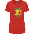 Torn Sao Tome and Principe Flag Day Football Womens Wider Cut T-Shirt Red