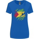 Torn Sao Tome and Principe Flag Day Football Womens Wider Cut T-Shirt Royal Blue