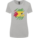 Torn Sao Tome and Principe Flag Day Football Womens Wider Cut T-Shirt Sports Grey
