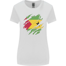 Torn Sao Tome and Principe Flag Day Football Womens Wider Cut T-Shirt White