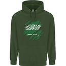 Torn Saudi Arabia Flag Arabian Day Football Childrens Kids Hoodie Forest Green