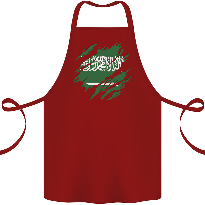 Torn Saudi Arabia Flag Arabian Day Football Cotton Apron 100% Organic Maroon