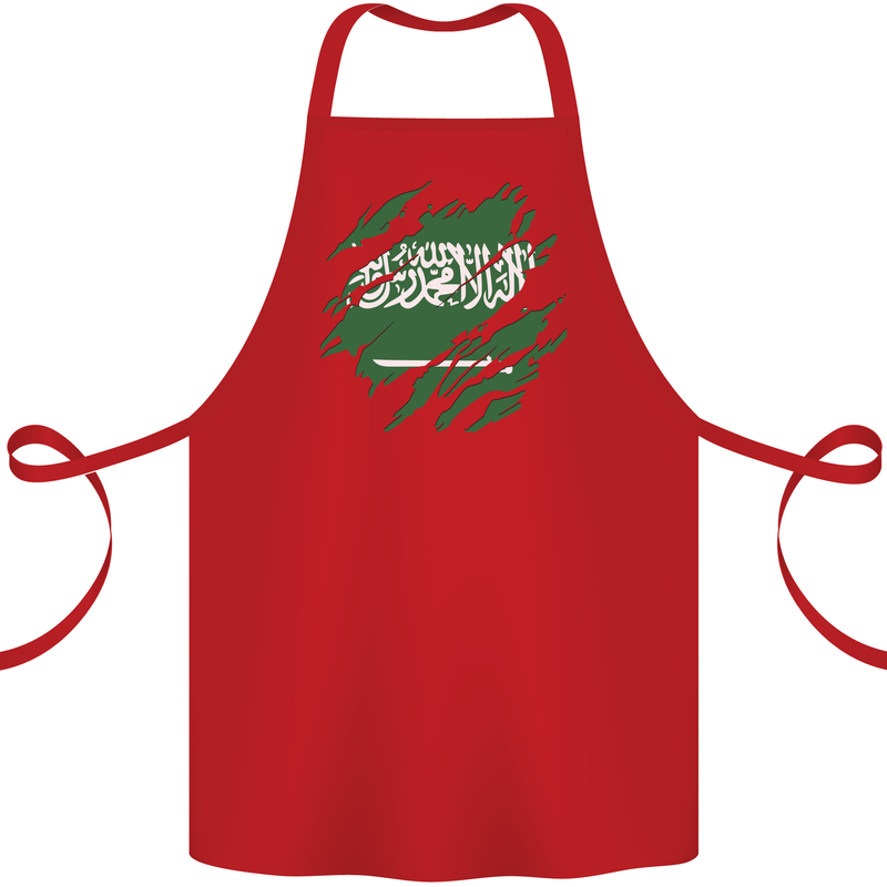 Torn Saudi Arabia Flag Arabian Day Football Cotton Apron 100% Organic Red
